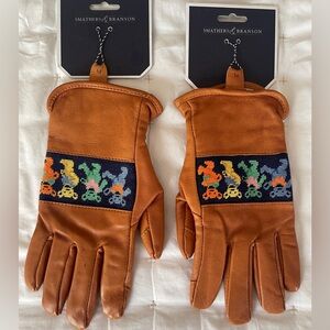 Smathers Branson Cabretta Leather Gloves Dancing Bears Embroidery NWT Sold Out